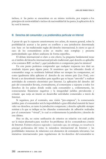 Arbitrajes electrónicos y Derecho del Consumidor ... - lima arbitration