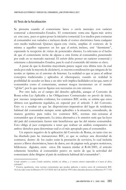 Arbitrajes electrónicos y Derecho del Consumidor ... - lima arbitration