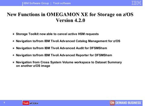 IBM Tivoli OMEGAMON XE 4.2.0 on zOS IBM Tivoli OMEGAMON XE ...