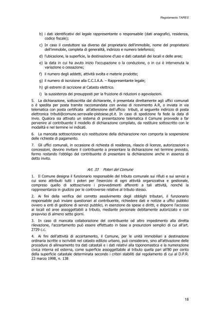 Regolamento TARES - Comune di Serravalle Pistoiese
