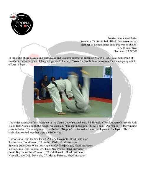 Nanka Judo Yudanshakai (Southern California Judo Black Belt ...