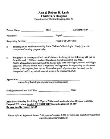 Medical Imaging C.D. Request Form - Ann & Robert H. Lurie ...