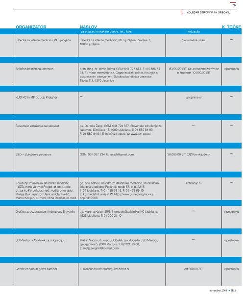 ISIS november 06.indd - ZdravniÅ¡ka zbornica Slovenije