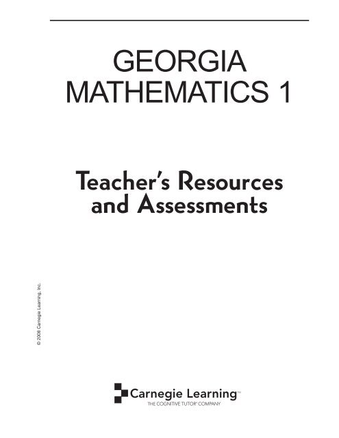 Carnegue Math GEORGIA MATHEMATICS 1 - Carnegie Learning