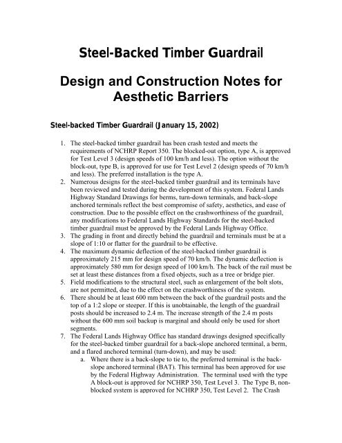 Steel-Backed Timber Guardrail Design and Construction Notes for ...