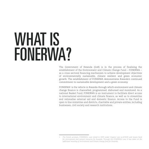 What is FONERWA and how will it work?