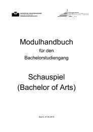 Modulhandbuch Schauspiel (Bachelor of Arts)