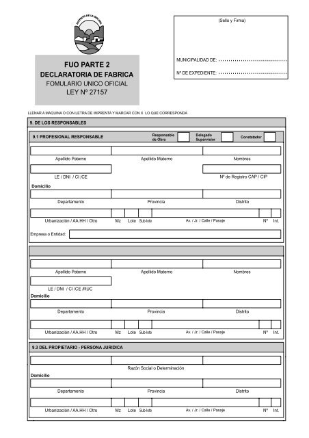 formulario unico oficial _fuo_ parte 2 - Municipalidad de La Molina