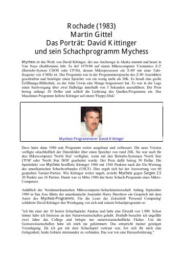 David Kittinger und sein Schachprogramm Mychess