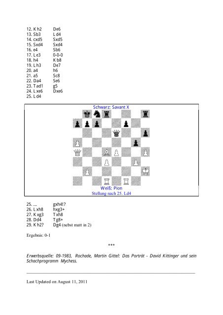 David Kittinger und sein Schachprogramm Mychess