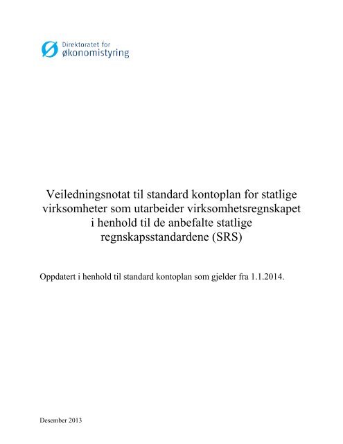 Veiledningsnotat til Standard kontoplan for statlige virksomheter ...
