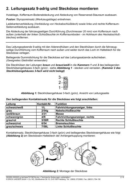 Einbauanleitung zu Elektro-Einbausatz 736704 FORD Fiesta ab 04 ...