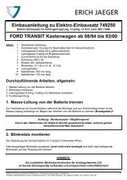 Einbauanleitung zu Elektro-Einbausatz 749250 FORD TRANSIT ...