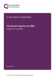 The Mental Capacity Act 2005: Guidance for providers