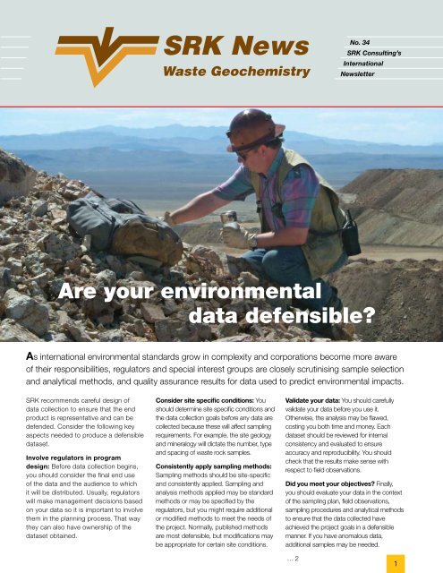 Are your environmental data defensible? - SRK Consulting
