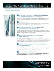 FAQs for Usage of the ARTISTRY intensive skincare - Amway