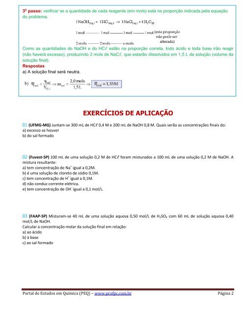 Mistura de SoluÃ§Ãµes (ReaÃ§Ã£o QuÃ­mica) - Portal de Estudos em ...