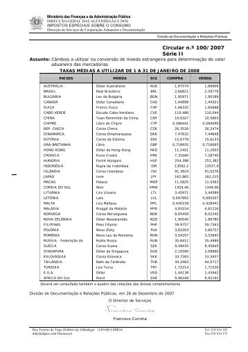 Circular n.Âº 100/2007, SÃ©rie II