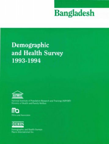 Bangladesh 1993-1994 Demographic and Health ... - Measure DHS