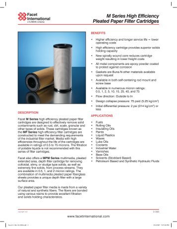 M Series High Efficiency Pleated Paper Filter Cartridges - Cross ...