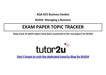 Download AQA GCE Business BUSS4 Topic Tracker - Tutor2u