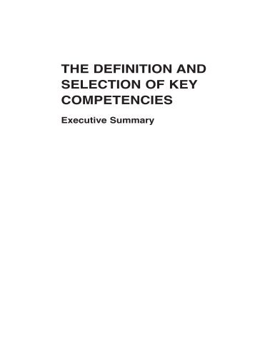 Definition and Selection of Key Competencies - OECD