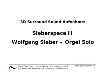 Sieberspace II Wolfgang Sieber – Orgel Solo