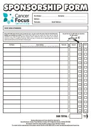 Sponsorship Forms - Cancer Focus Northern Ireland