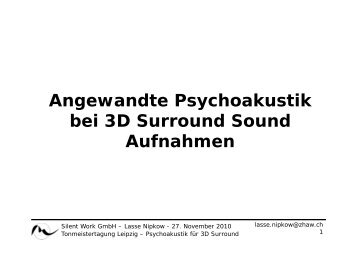 Angewandte Psychoakustik bei 3D Surround Sound Aufnahmen