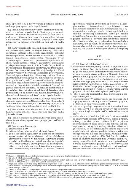 595/2003 ZÃ¡kon o dani z prÃ­jmov - ElektronickÃ¡ zbierka zÃ¡konov