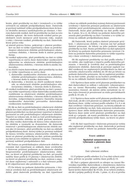 595/2003 ZÃ¡kon o dani z prÃ­jmov - ElektronickÃ¡ zbierka zÃ¡konov