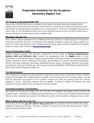 Preparation Guidelines for the Accuplacer Elementary Algebra Test