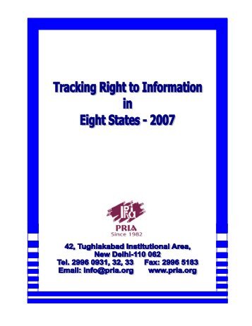 Tracking Right To Information In Eight States - 2007 - CIC