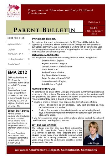 Bulletin 1 - Drouin Secondary College