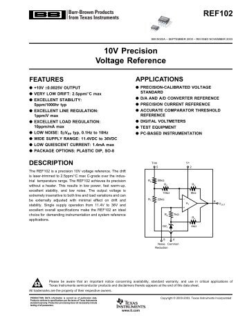 REF102: 10V Precision Voltage Reference (Rev. A