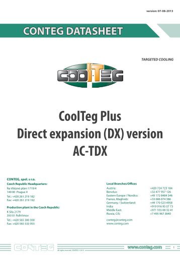 CoolTeg Plus Direct expansion (DX) version AC-TDX - Conteg