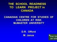 The School Readiness to Learn Project in Canada - a 2002 overview