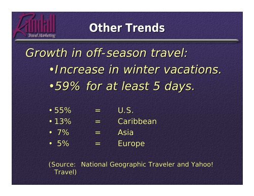 2005 Travel & Tourism Trends - Randall Travel Marketing