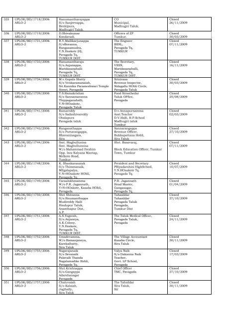 DISPOSAL OF COMPLAINTS OF THE DISTRICT ... - Lokayukta