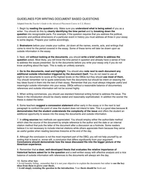 DBQ Guidelines dbq-guidelines