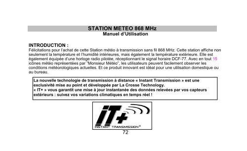 72 STATION METEO 868 MHz - BaroLand