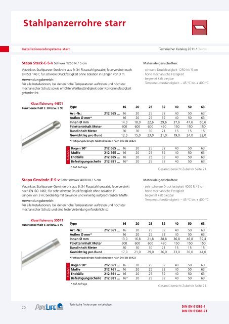 Elektro Technischer Katalog 2011 - Pipelife Deutschland