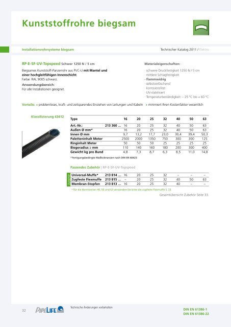 Elektro Technischer Katalog 2011 - Pipelife Deutschland