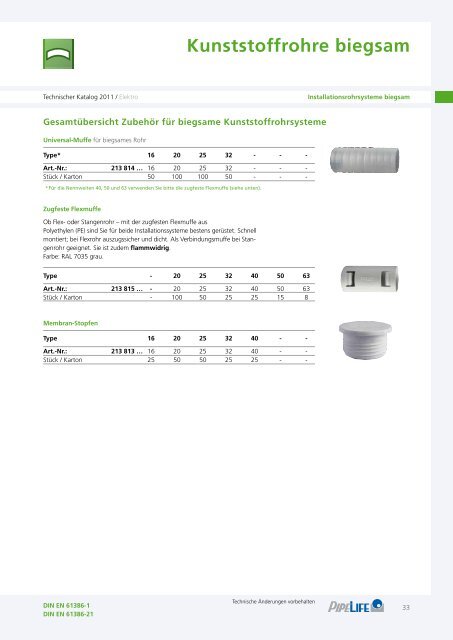 Elektro Technischer Katalog 2011 - Pipelife Deutschland