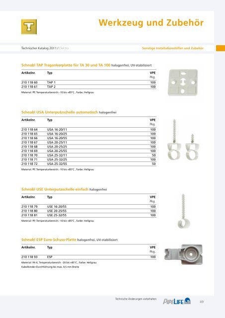 Elektro Technischer Katalog 2011 - Pipelife Deutschland