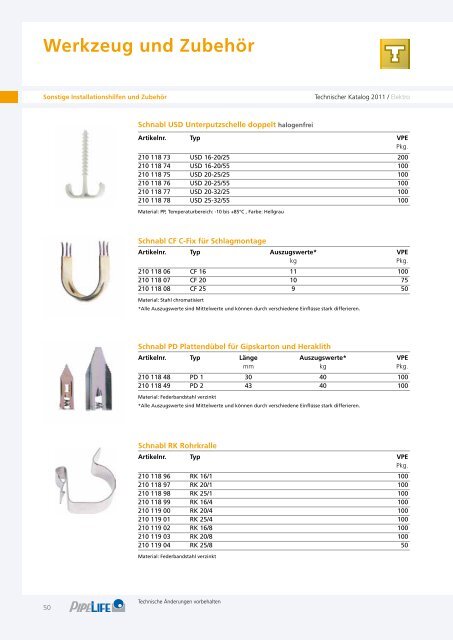 Elektro Technischer Katalog 2011 - Pipelife Deutschland