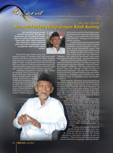 Drs. KH. Qowaid: Mensedekahkan Hidup dengan ... - Kemenag Jatim