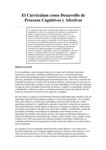 El currÃ­culo como desarrollo de procesos cognitivos ... - iessecundaria