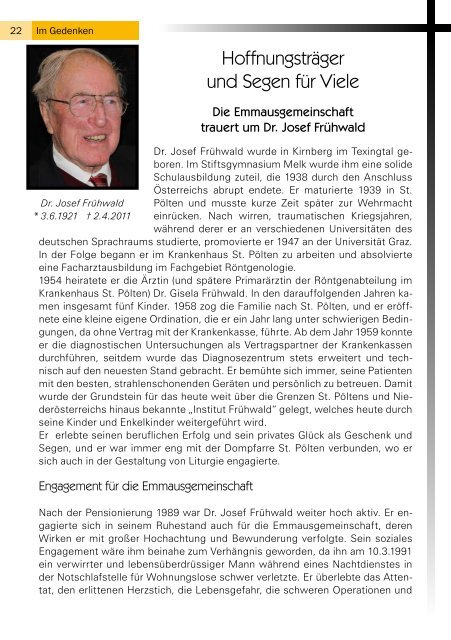 Rundbrief Ausgabe 2/2011 - Emmausgemeinschaft St. Pölten