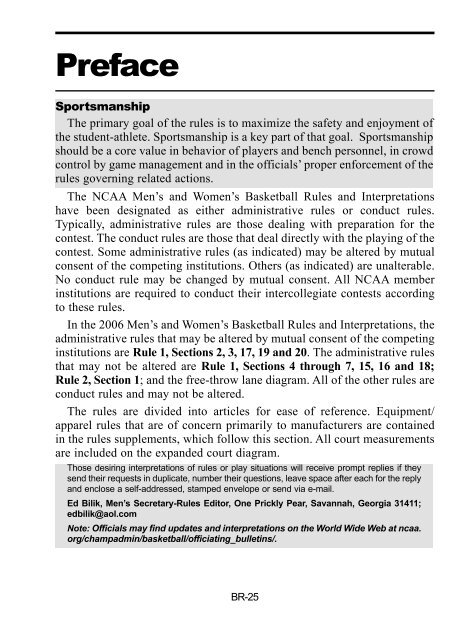 2007 NCAA Men's and Women's Basketball Rules ... - ArbiterSports